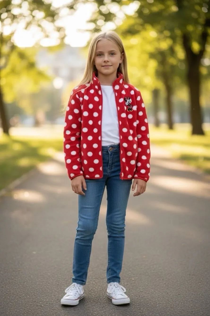 Disney Parks Minnie Mouse Fleece Red/White Polka Dot Girls Medium